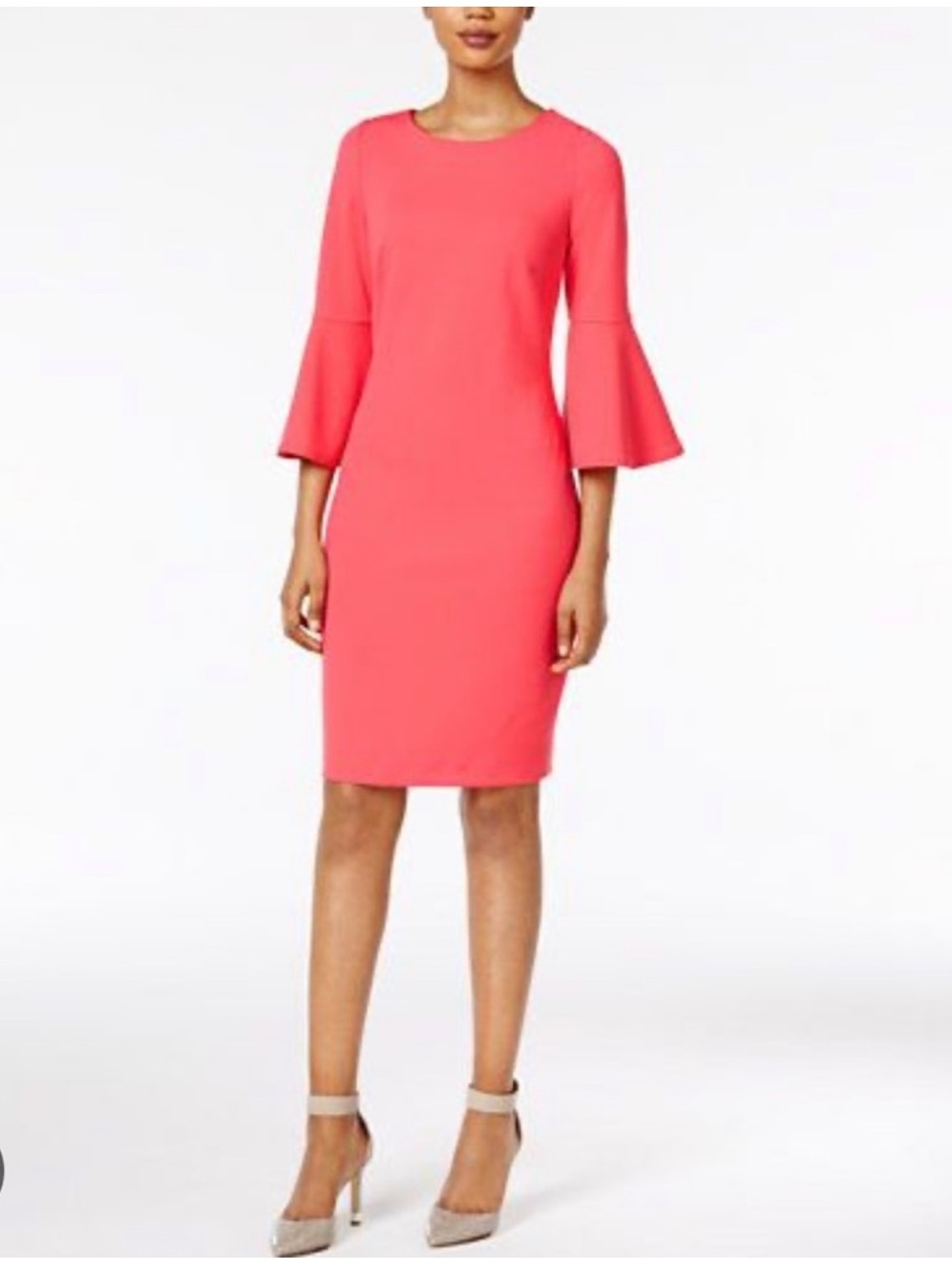 Calvin Klein Coral Bell Sleeve Sheath Dress Size 4